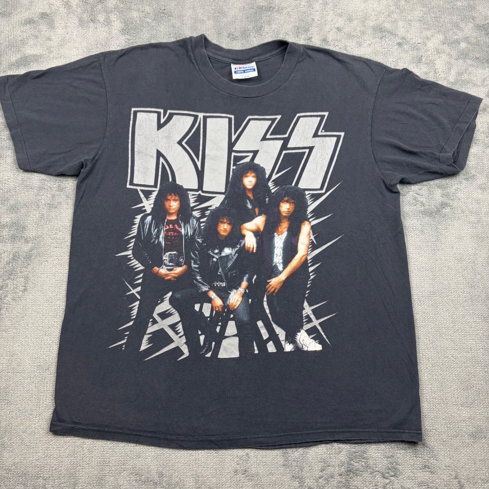 Vintage 1990 KISS Hot In The Shade Tour Shirt Hanes Large Black Single Stitch